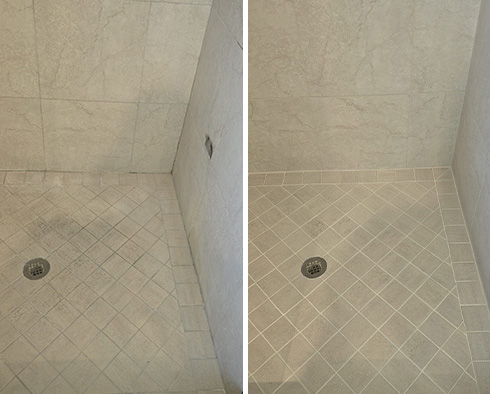 Shower Before and After a Grout Sealing in St. Petersburg, FL 