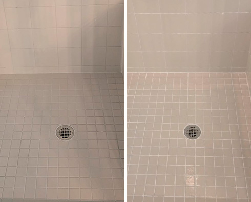 Shower Before and After a Grout Sealing in Tampa, FL