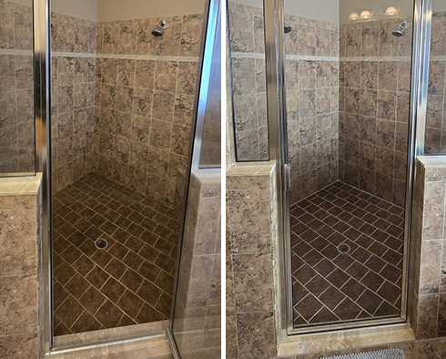 Shower Before and After a Grout Sealing in Tampa, FL