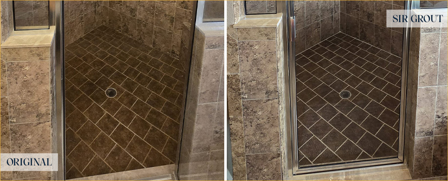 Shower Before and After a Flawless Grout Sealing in Tampa, FL