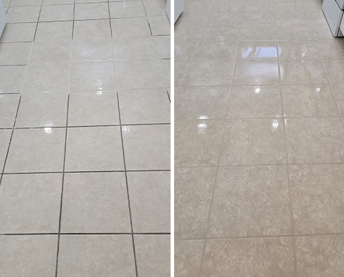 Floor Before and After a Grout Cleaning in Tampa, FL