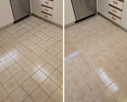 Floor Before and After a Grout Cleaning in Odessa, FL