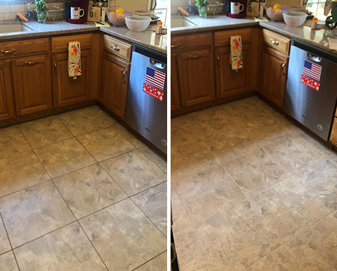 Floor Before and After a Grout Sealing in Brandon, FL