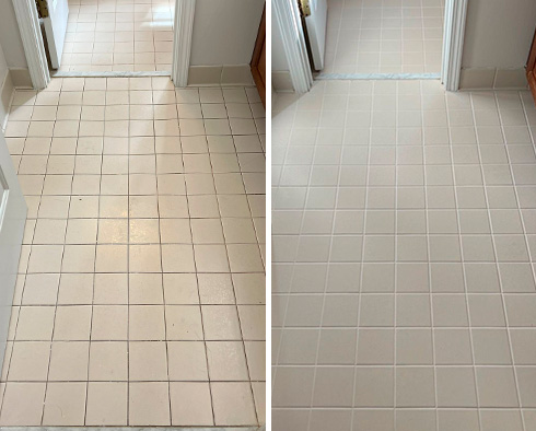 Floor Before and After a Grout Sealing in Tampa, FL