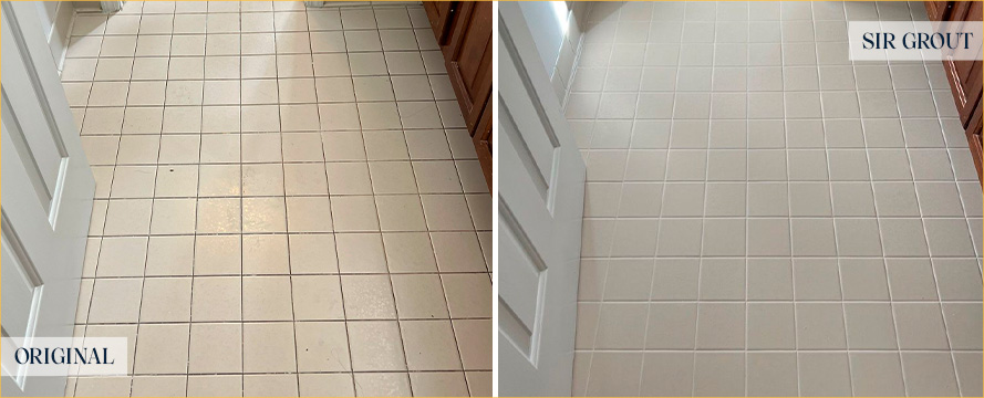 Floor Before and After a Remarkable Grout Sealing in Tampa, FL