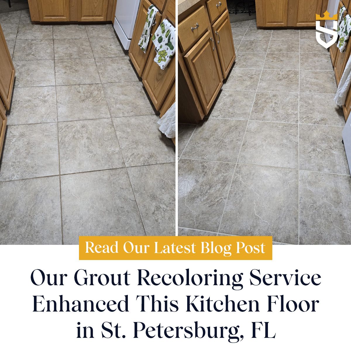 Our Grout Recoloring Service Enhanced This Kitchen Floor in St. Petersburg, FL